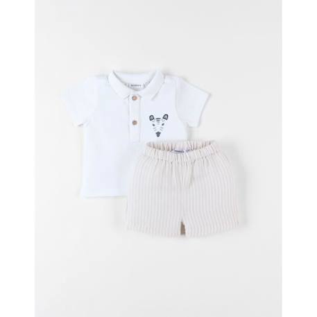 Bébé-Ensemble polo + short beige/écru