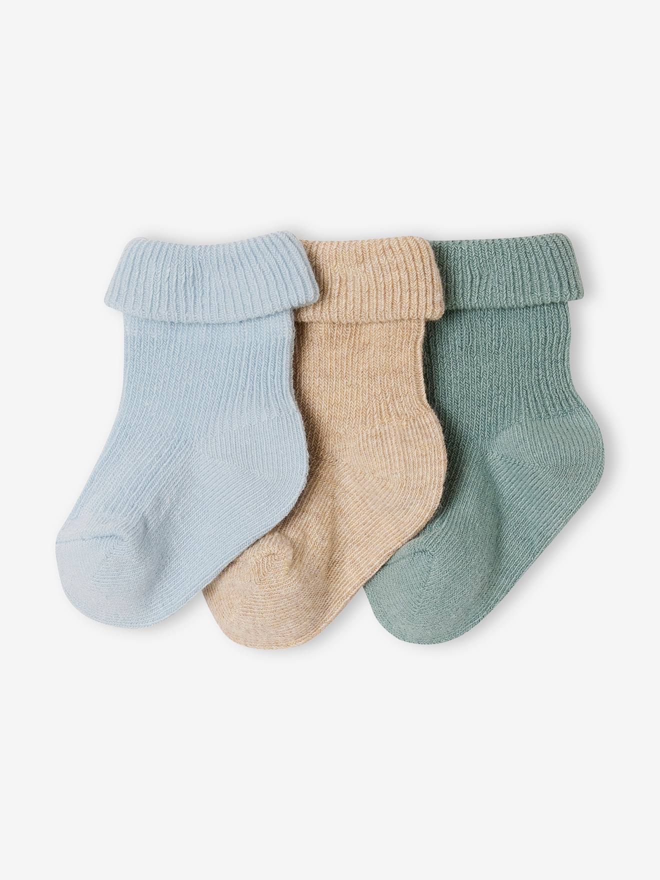 Lot 3 paires de chaussettes bébé unies bleu glacier