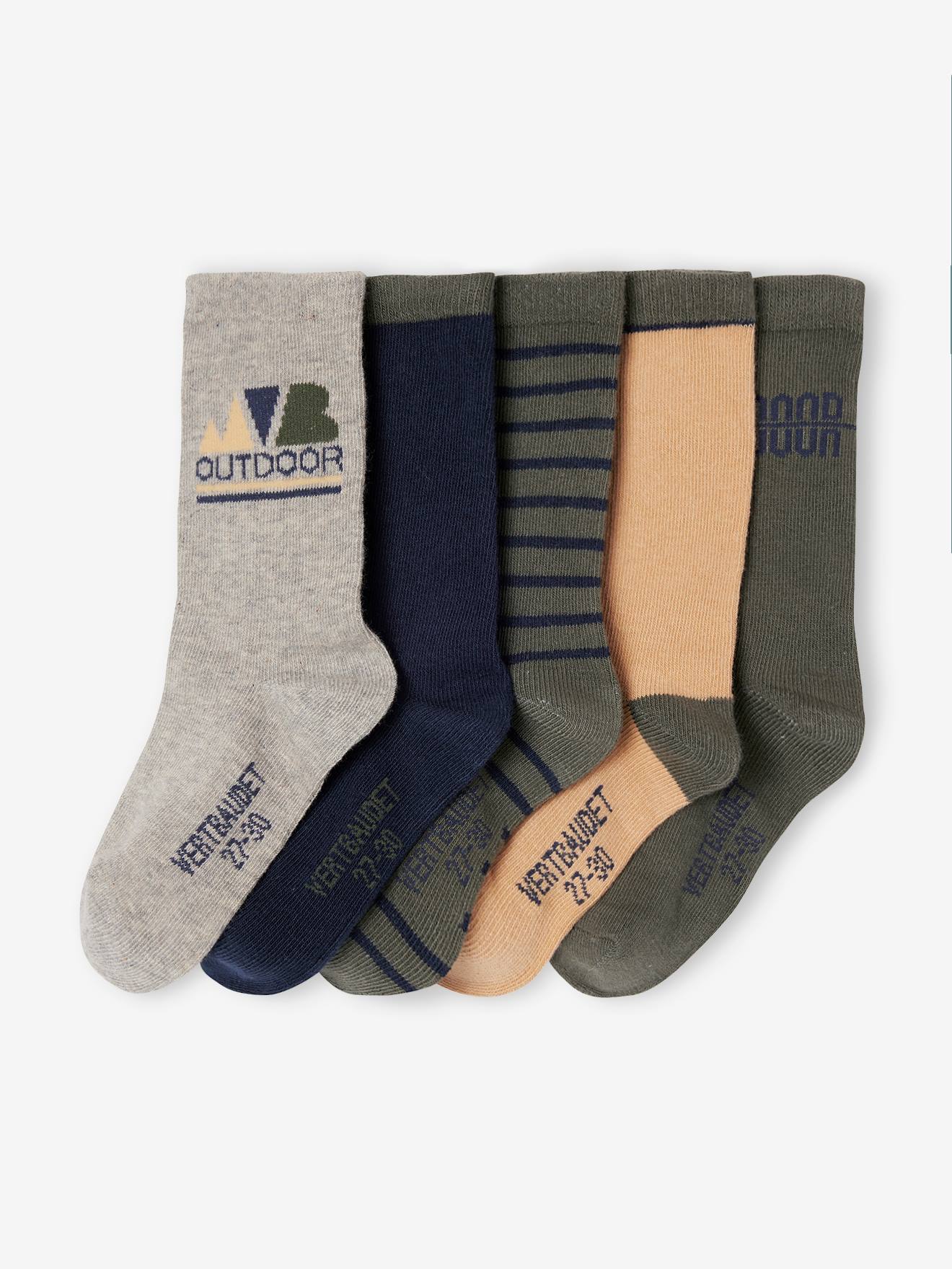 Lot de 5 paires de chaussettes assorties garçon kaki