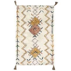 -Tapis - NATTIOT - Trishna - Motifs berbères naturel / jaune - 110x160 cm - Intérieur