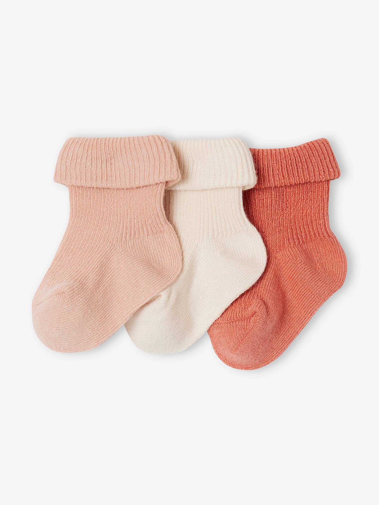 Lot 3 paires de chaussettes bébé unies bois de rose