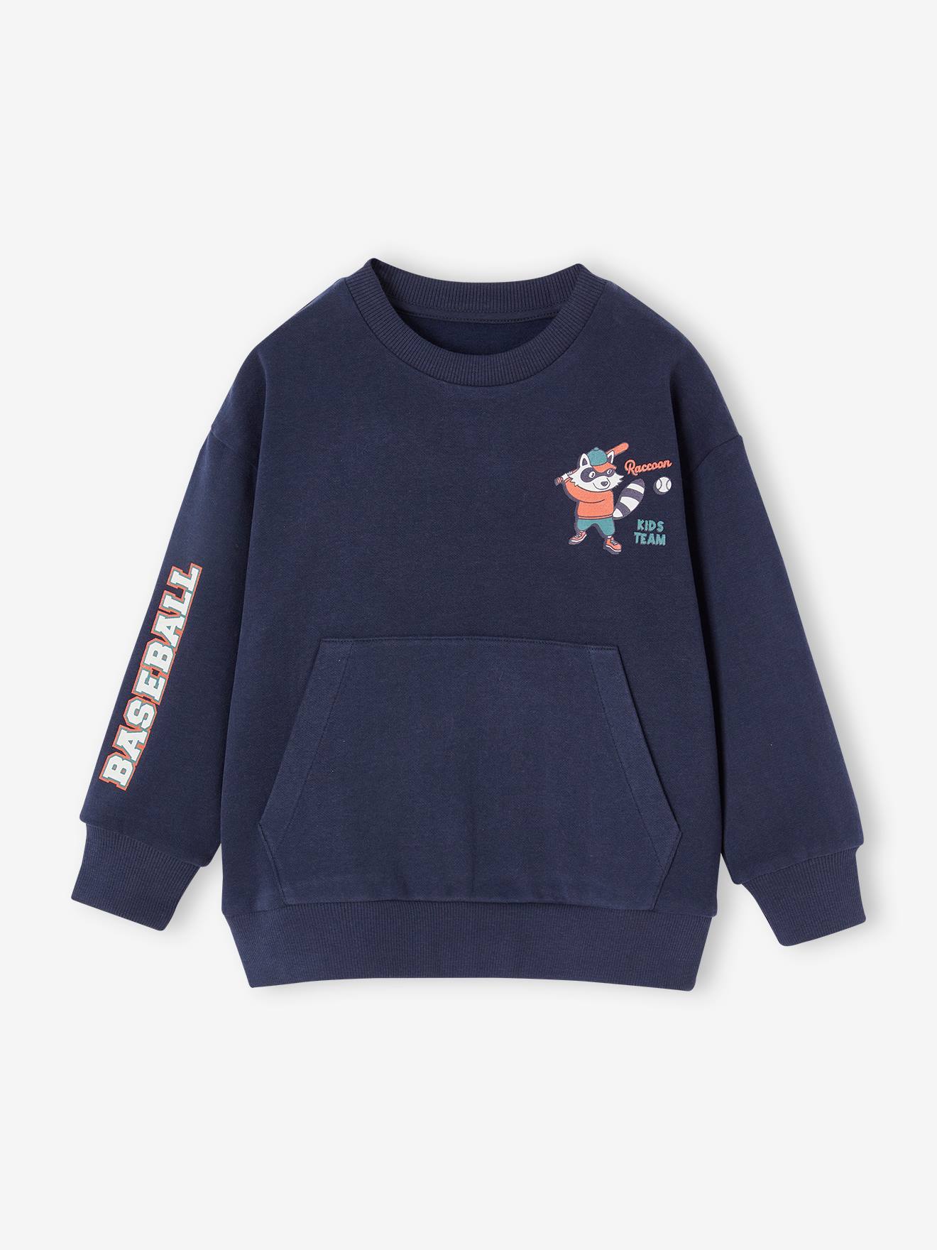 Sweat col rond sport garçon bleu nuit