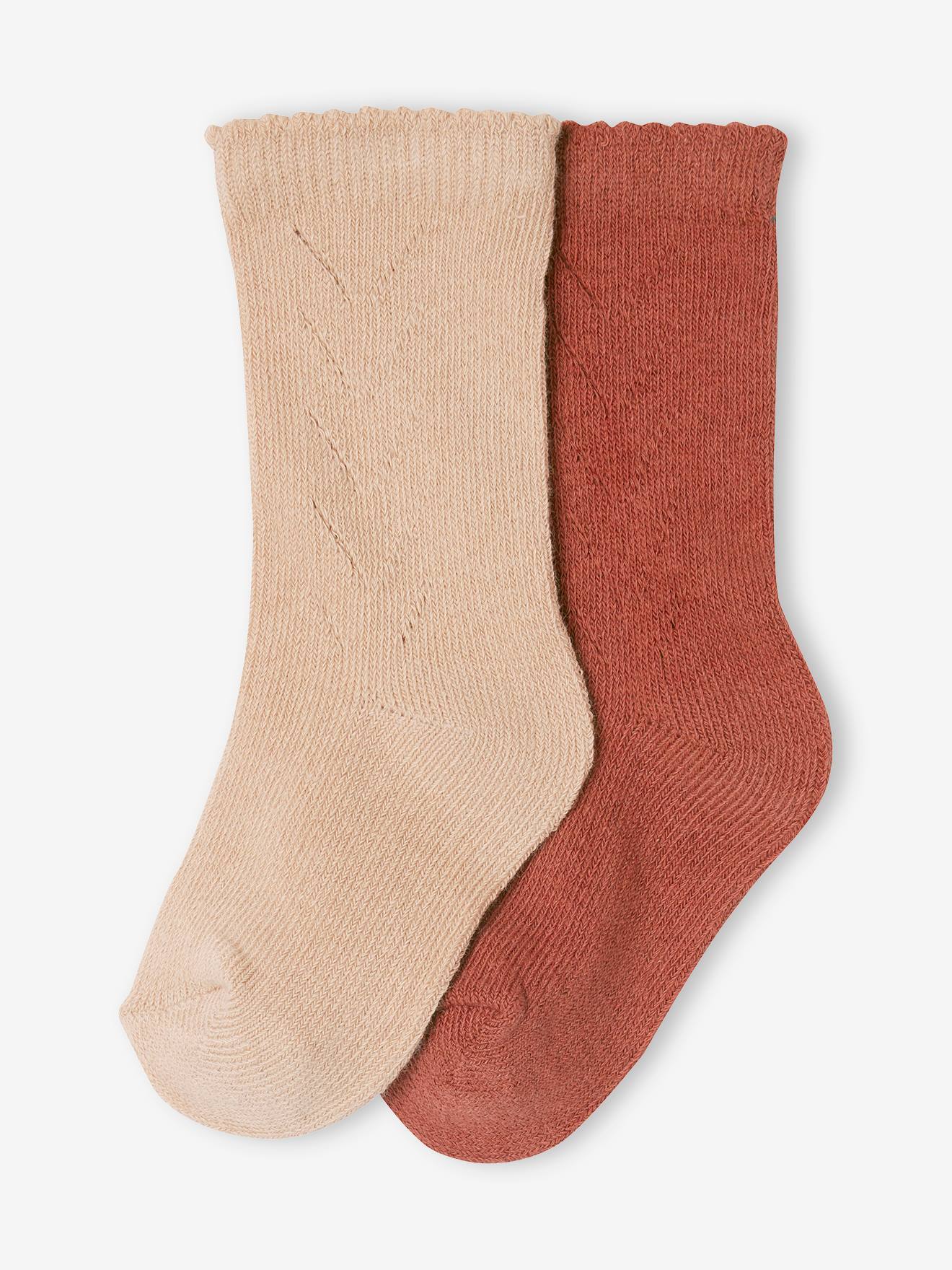Lot de 2 paires de chaussettes hautes bébé fille bois