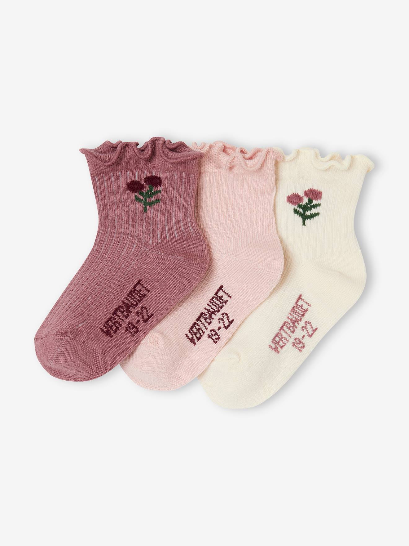 Lot 3 paires de chaussettes fleurs bébé fille bois