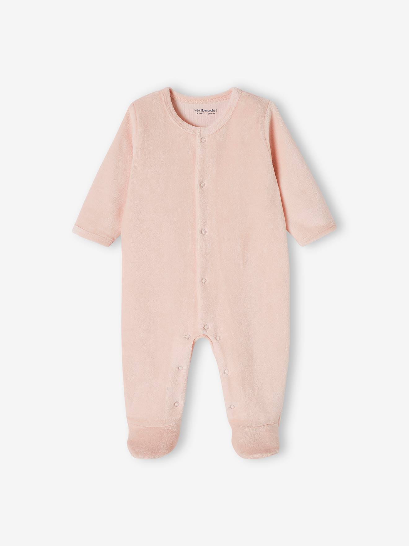 Lot de 3 pyjamas bébé mixte en velours ouverture naissance lot bois de rose (Vertbaudet) - Image 2