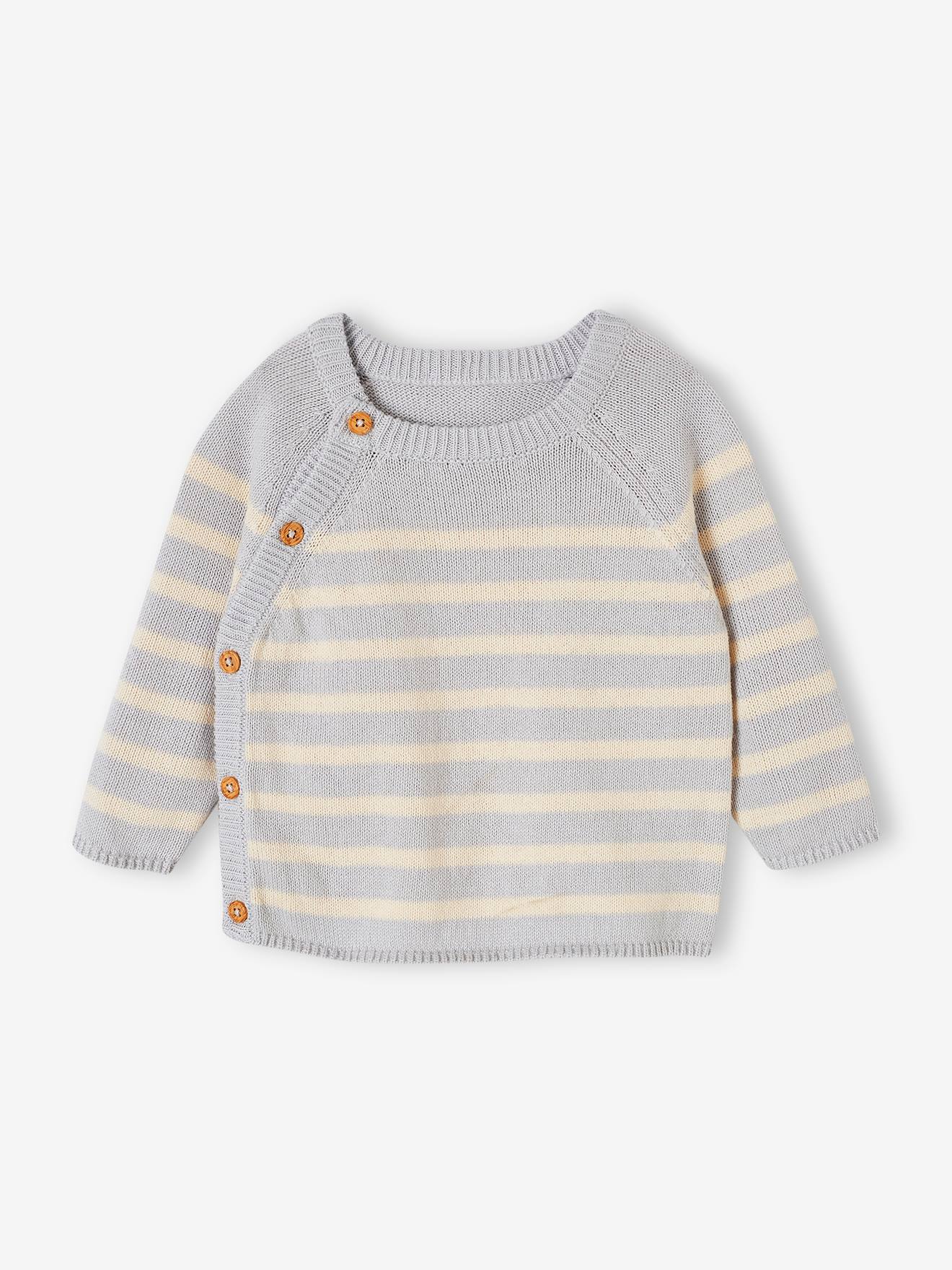 Pull marinière bébé en coton bleu ciel