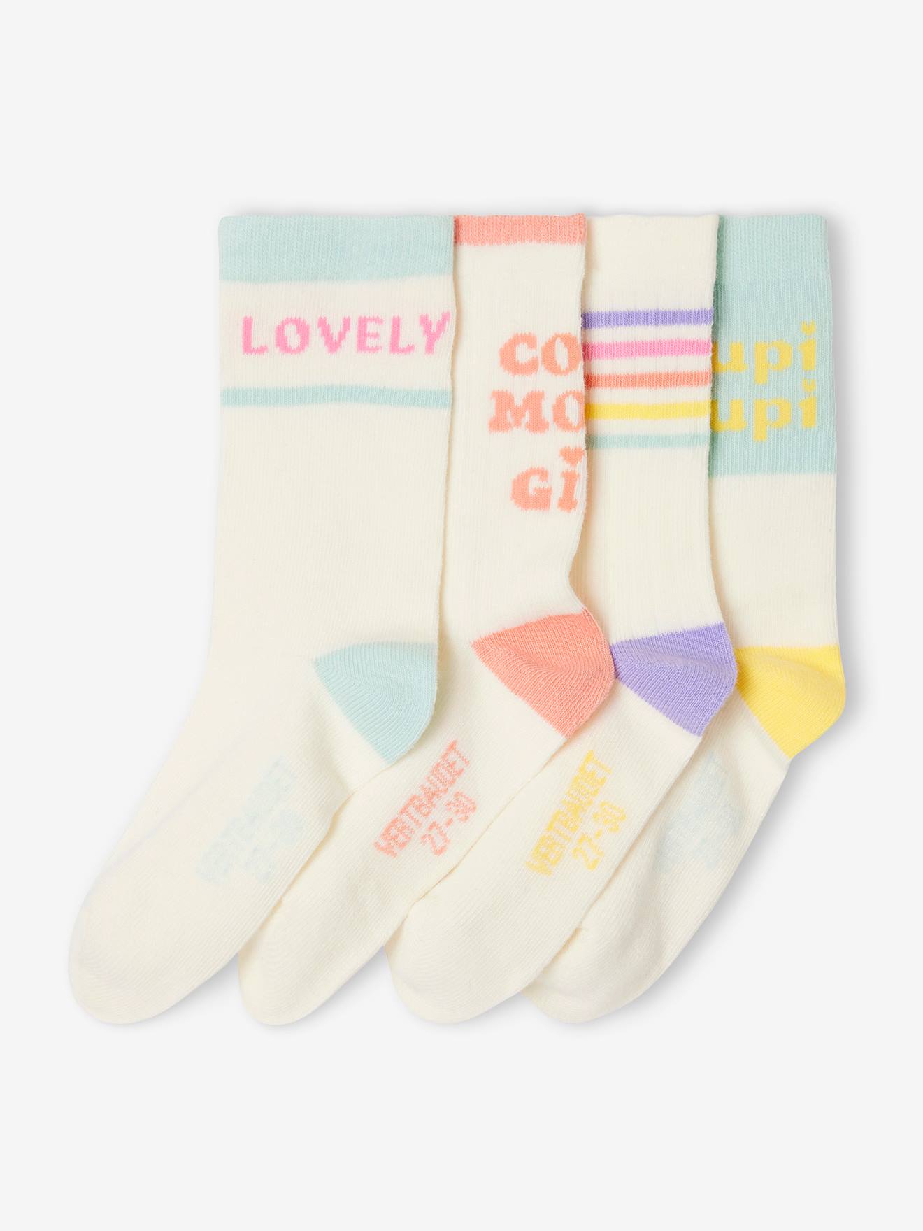 Lot de 4 paires de chaussettes fille écru