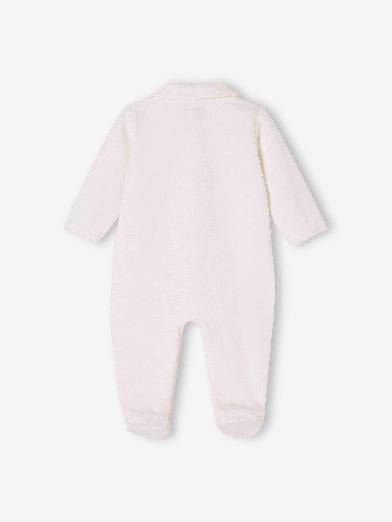Lot de 2 pyjamas bébé mixtes en velours ouverture naissance beige (Vertbaudet) - Image 1