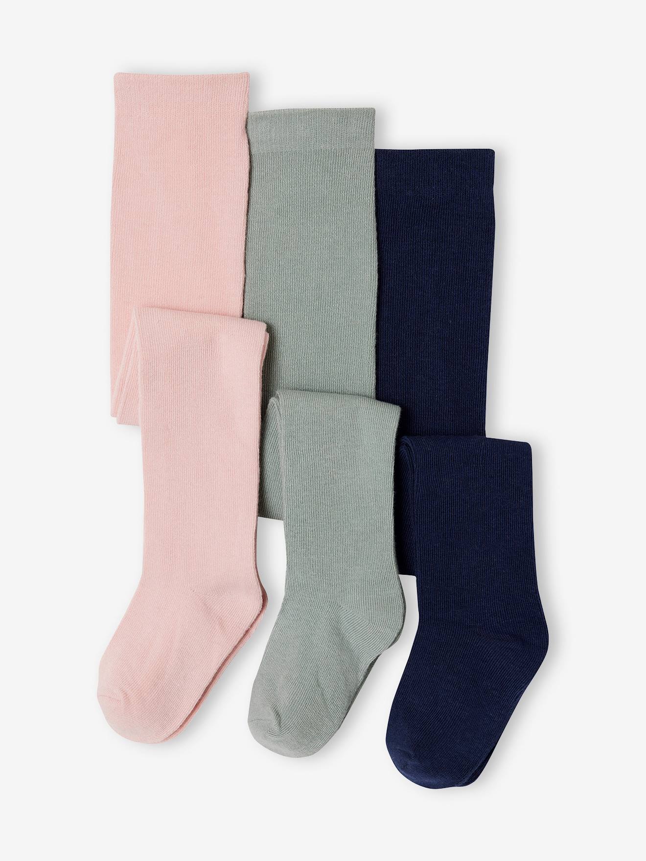 Lot de 3 collants bébé maille rose poudré