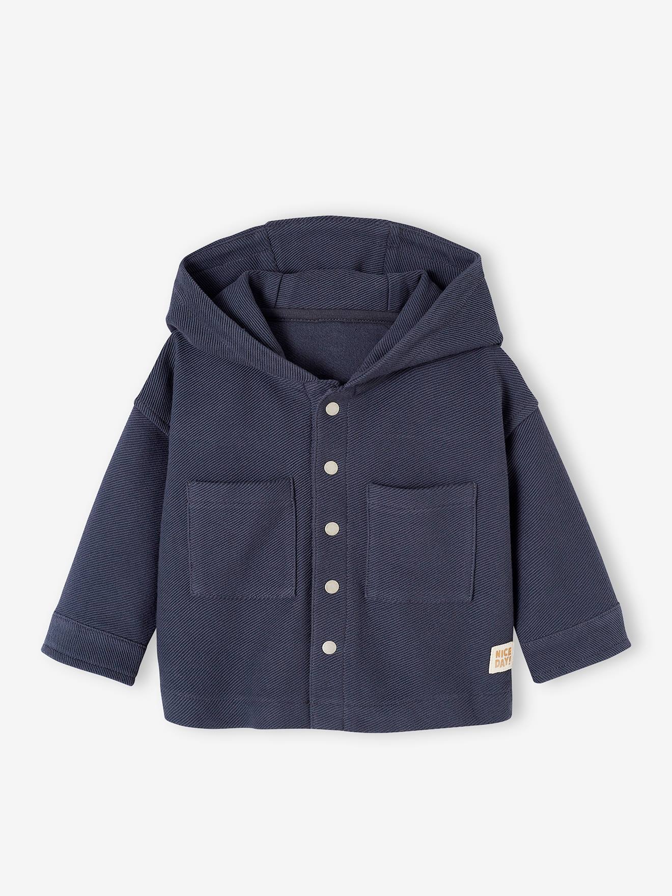 Chemise à capuche pressionnée devant bébé bleu ardoise