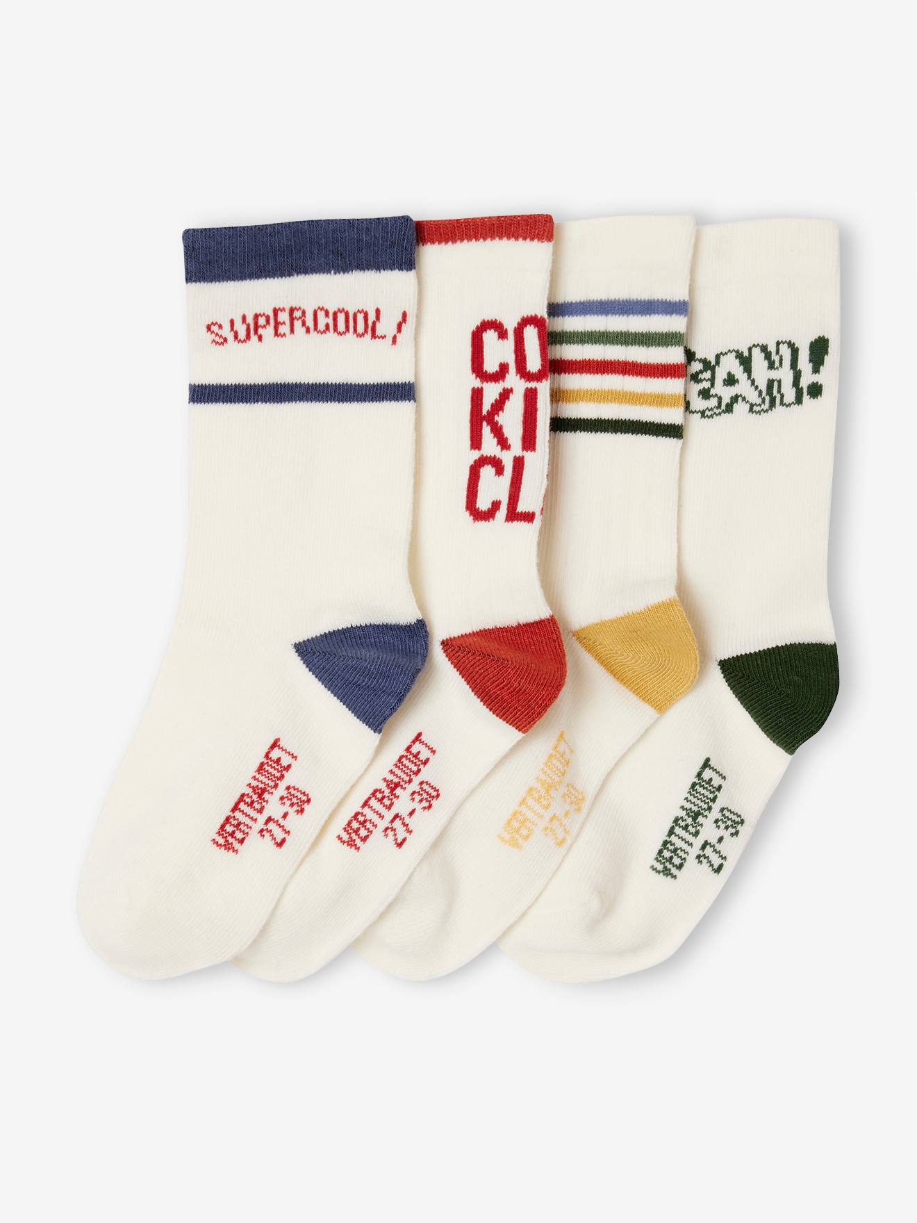 Lot de 4 paires de chaussettes sport garçon écru