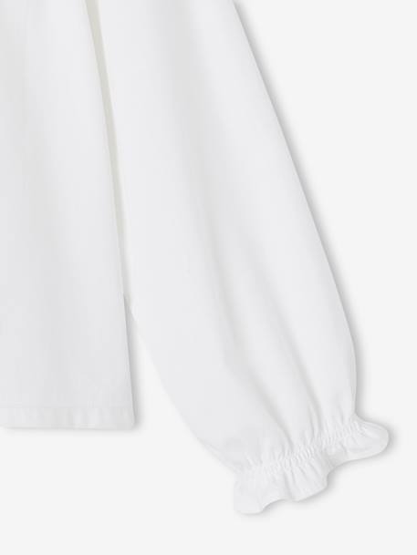 Chemise évasée en popeline fille blanc+bleu ciel 4 - vertbaudet enfant 