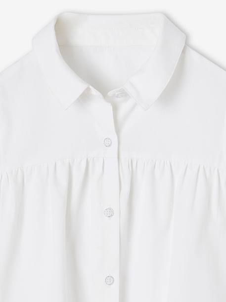 Chemise évasée en popeline fille blanc+bleu ciel 3 - vertbaudet enfant 