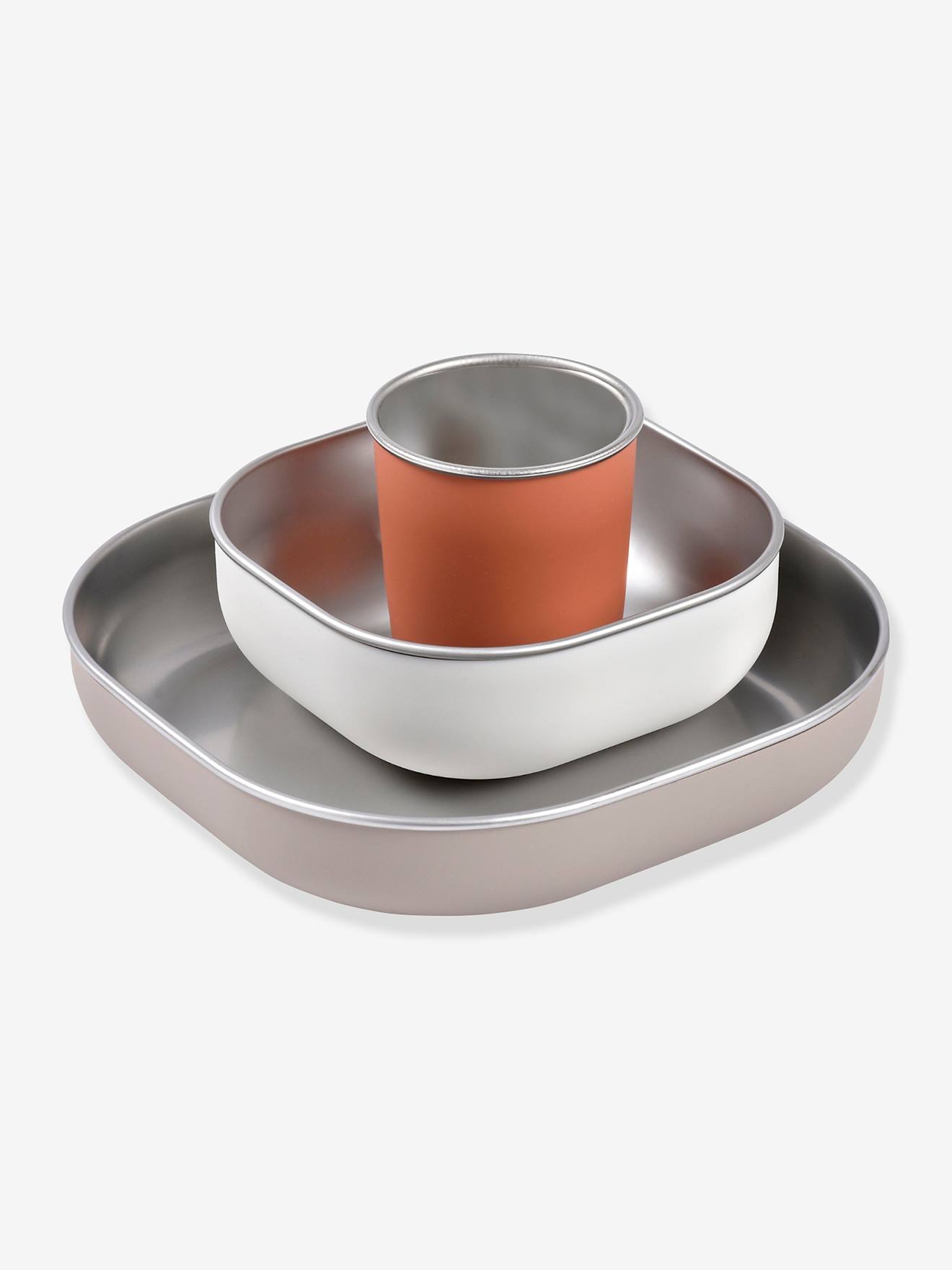 Coffret-repas 3 pièces inox BEABA terracotta