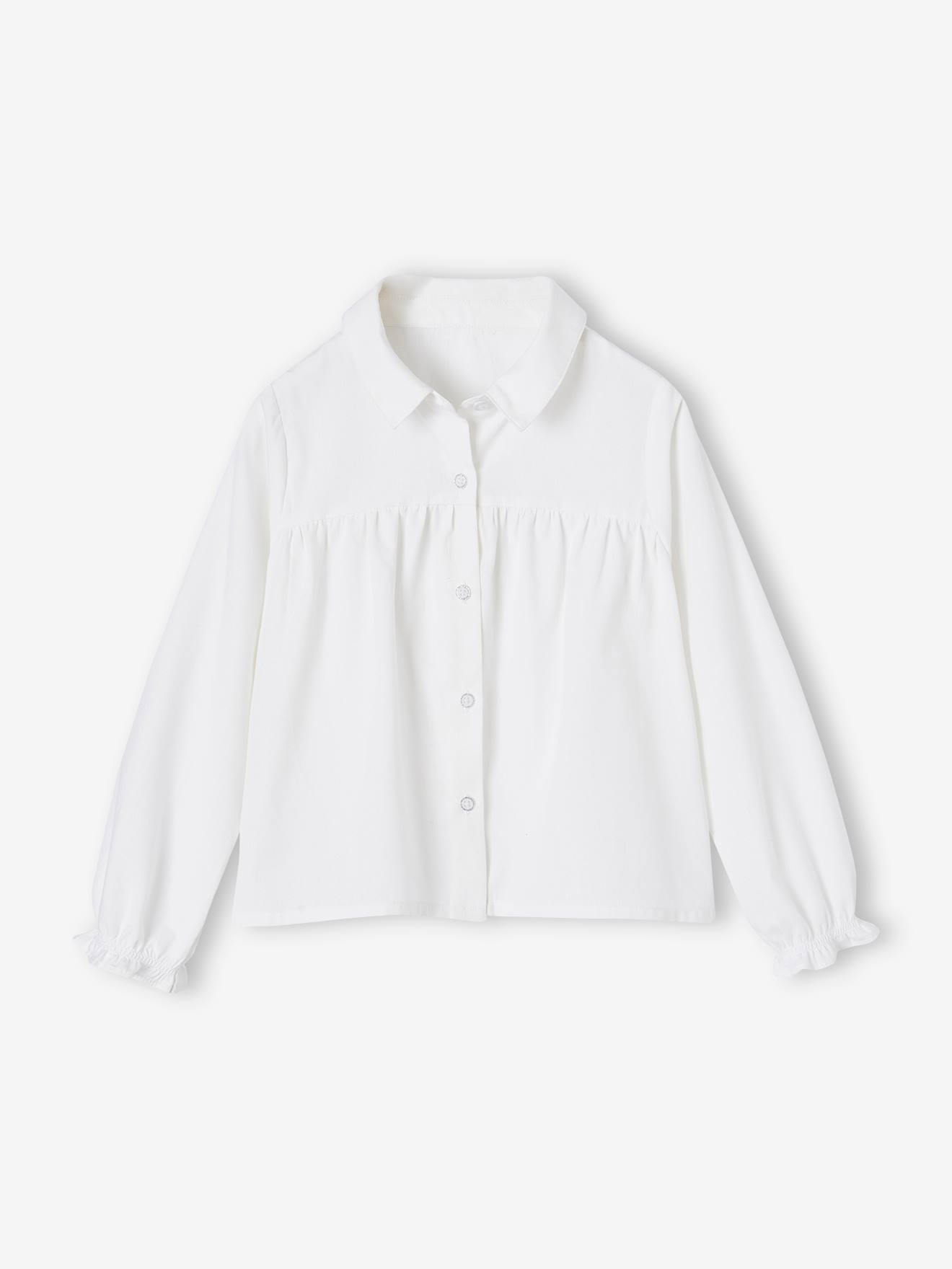 Chemise évasée en popeline fille blanc