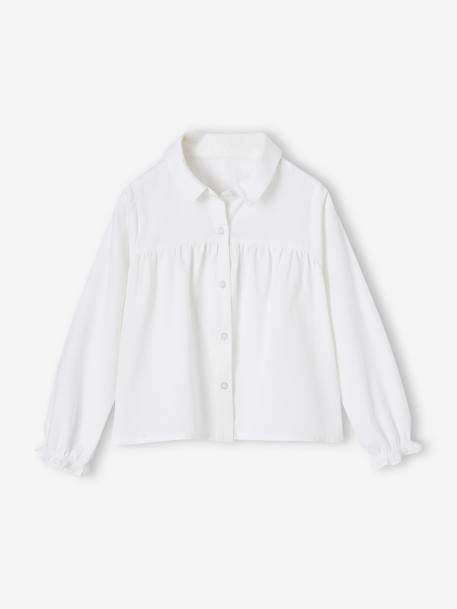 Chemise évasée en popeline fille blanc+bleu ciel 1 - vertbaudet enfant 