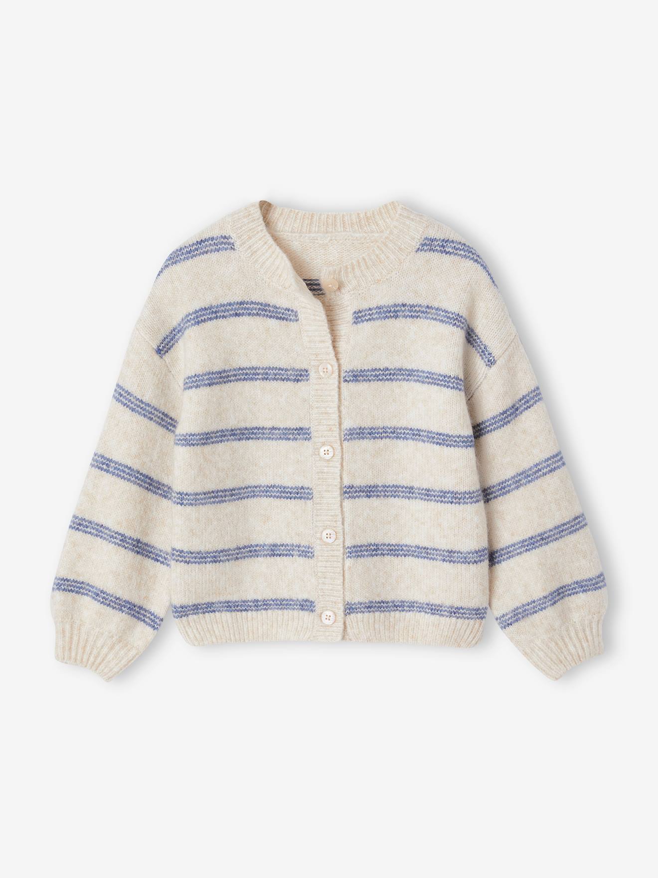 Gilet en maille mousseuse fille vanille