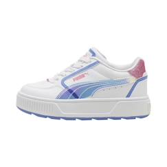 -Basket Junior - Puma - Karmen Rebelle - Blanc/Rose-Bleu - Lacets - Confort Exceptionnel