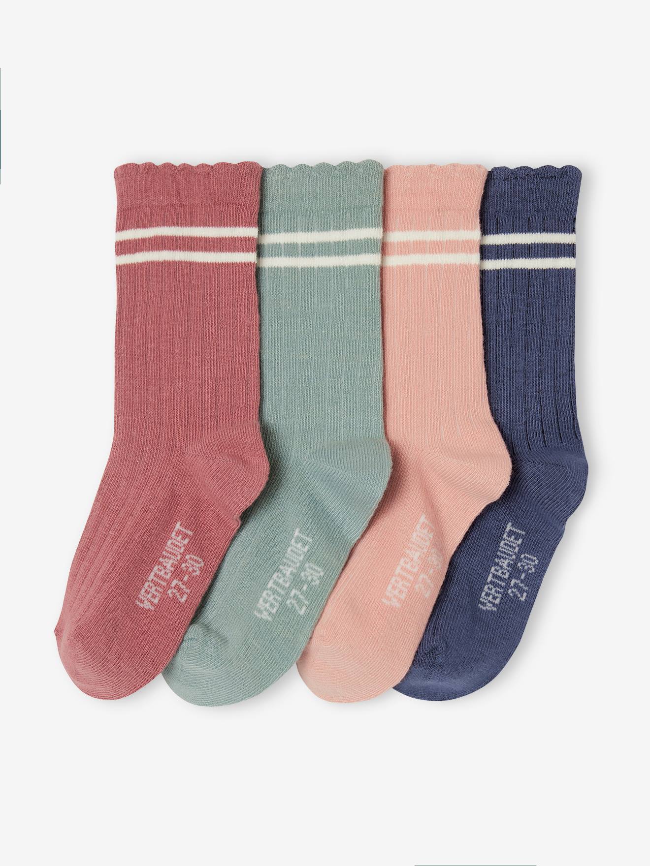 Lot 4 paires de chaussettes sport fille vieux rose