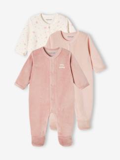 Lot de 3 pyjamas bébé mixte en velours ouverture naissance  - vertbaudet enfant