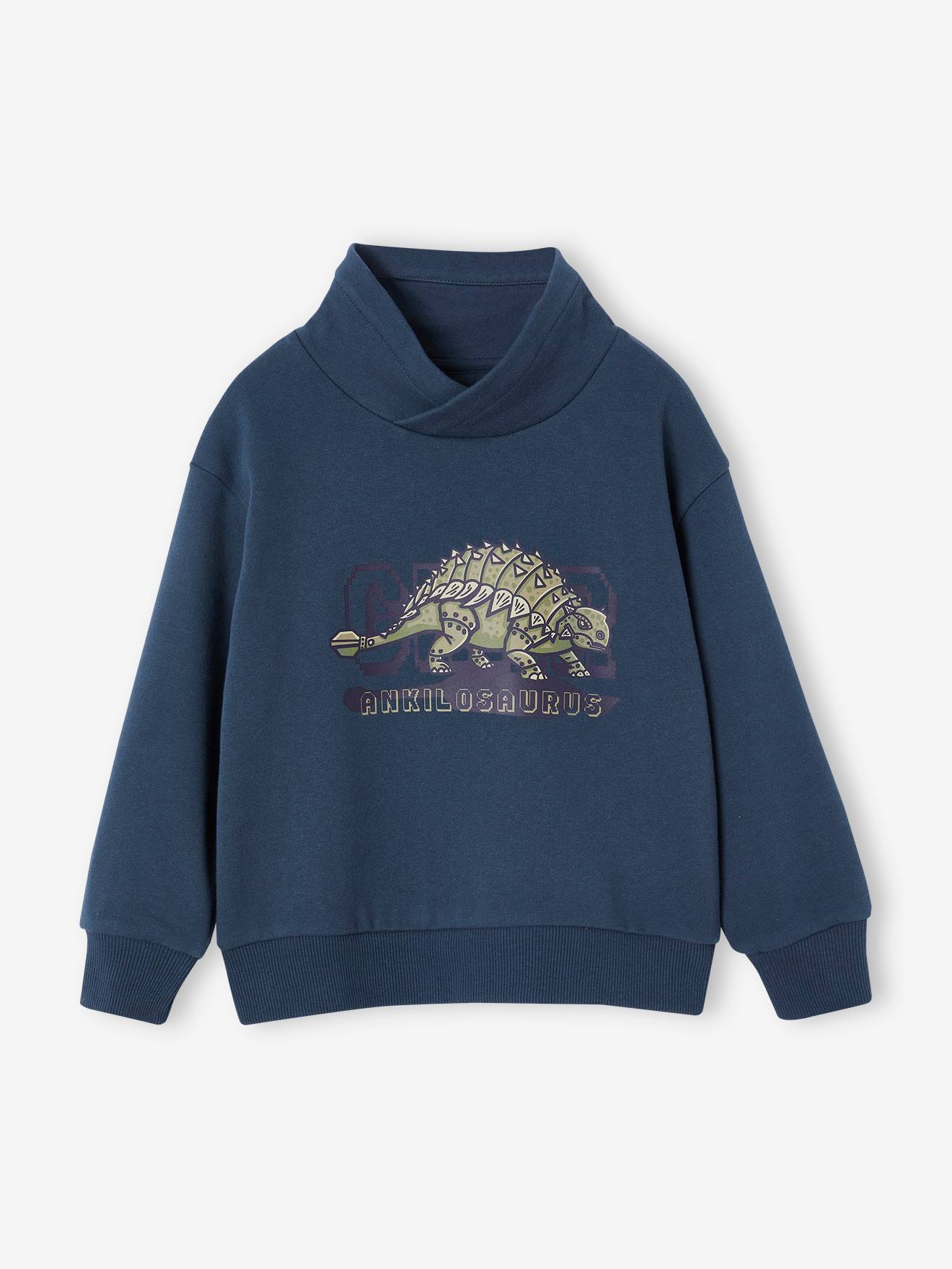 Sweat col snood imprimé garçon bleu nuit