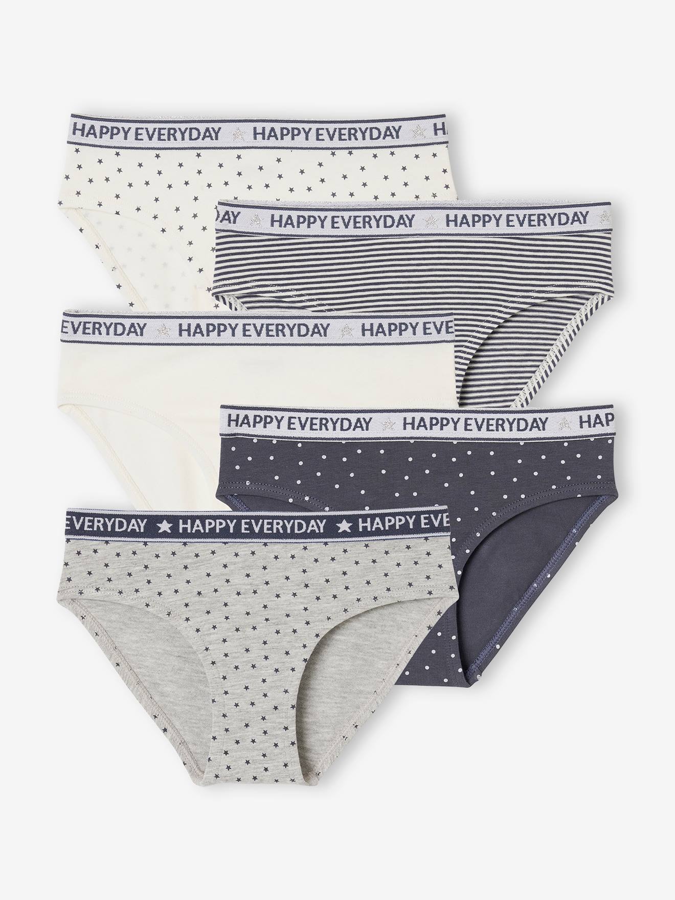 Lot de 5 culottes Happy everyday fille gris chiné
