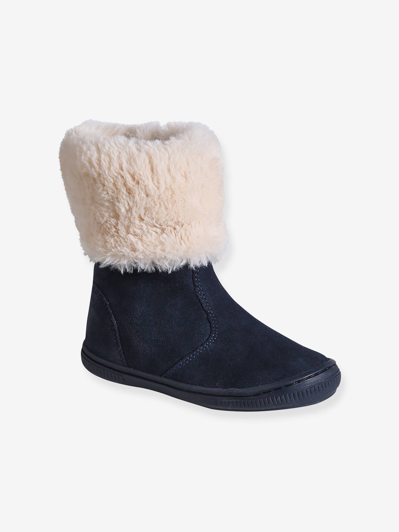 Boots montantes fausse fourrure fille marine