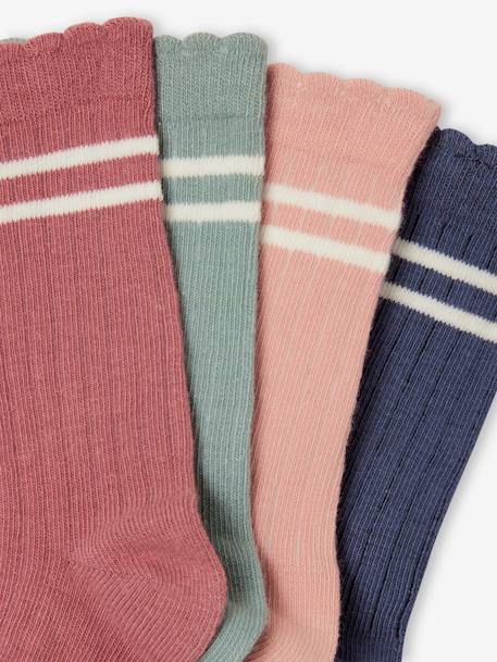 Vertbaudet Lot De 7 Paires Chaussettes Fille Semainier - Coloris Tendres Et Festonnés