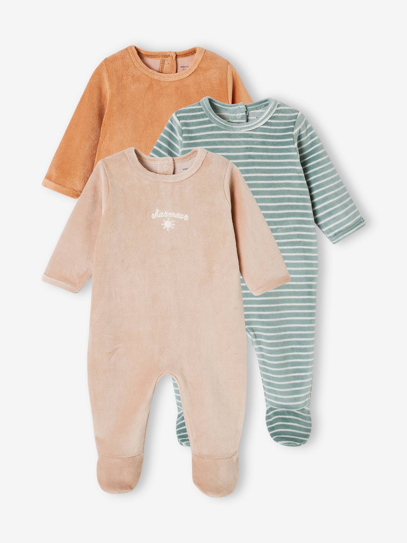 Lot de 3 dors-bien en velours bébé lot camel