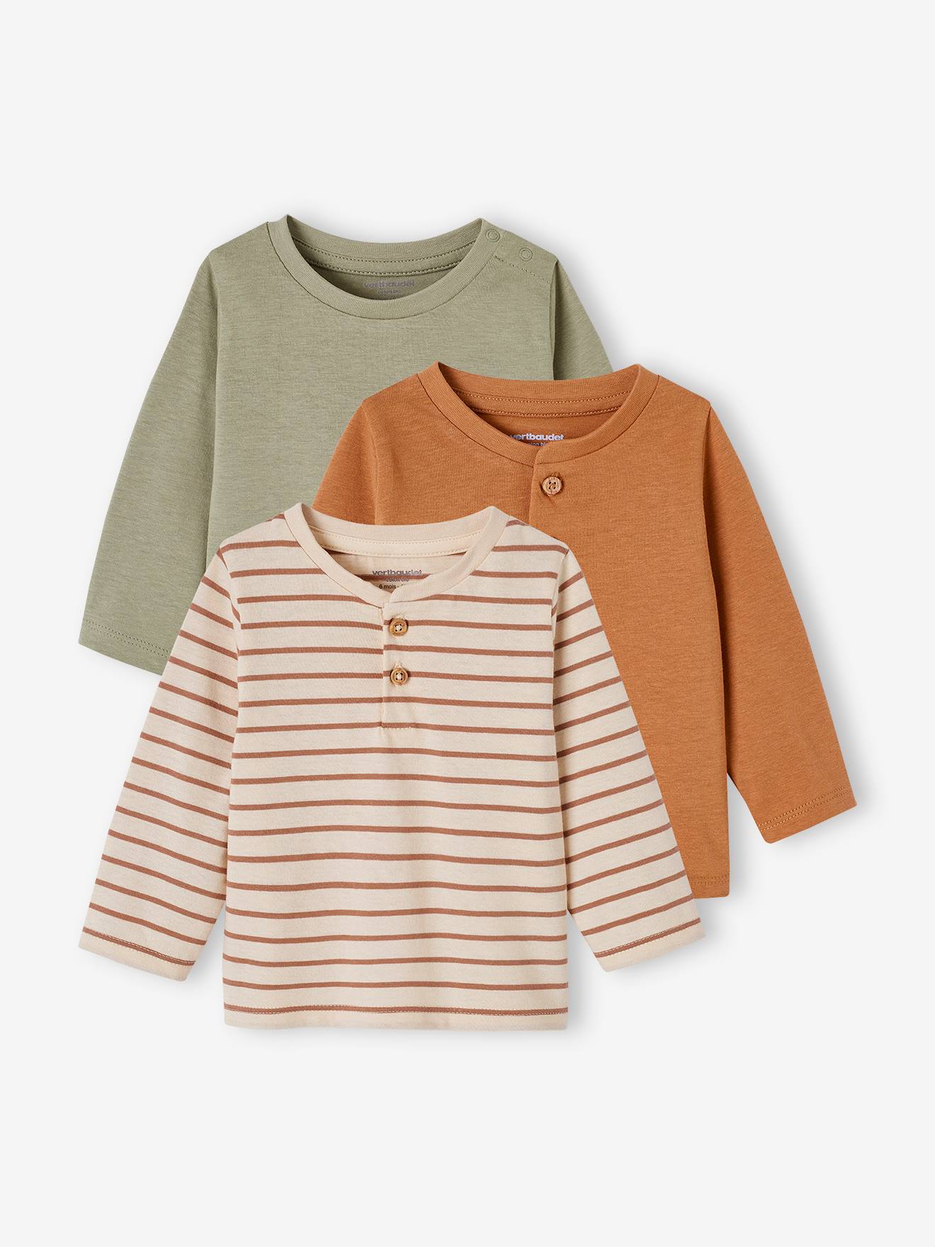 Lot 3 tee-shirts Basics en coton bio bébé noix de pécan