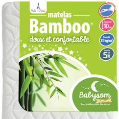 Chambre et rangement-Matelas Enfant/Bébé Bamboo - Babysom - 70x140 cm - Déhoussable - Sans Traitement Chimique - Épaisseur 10 cm