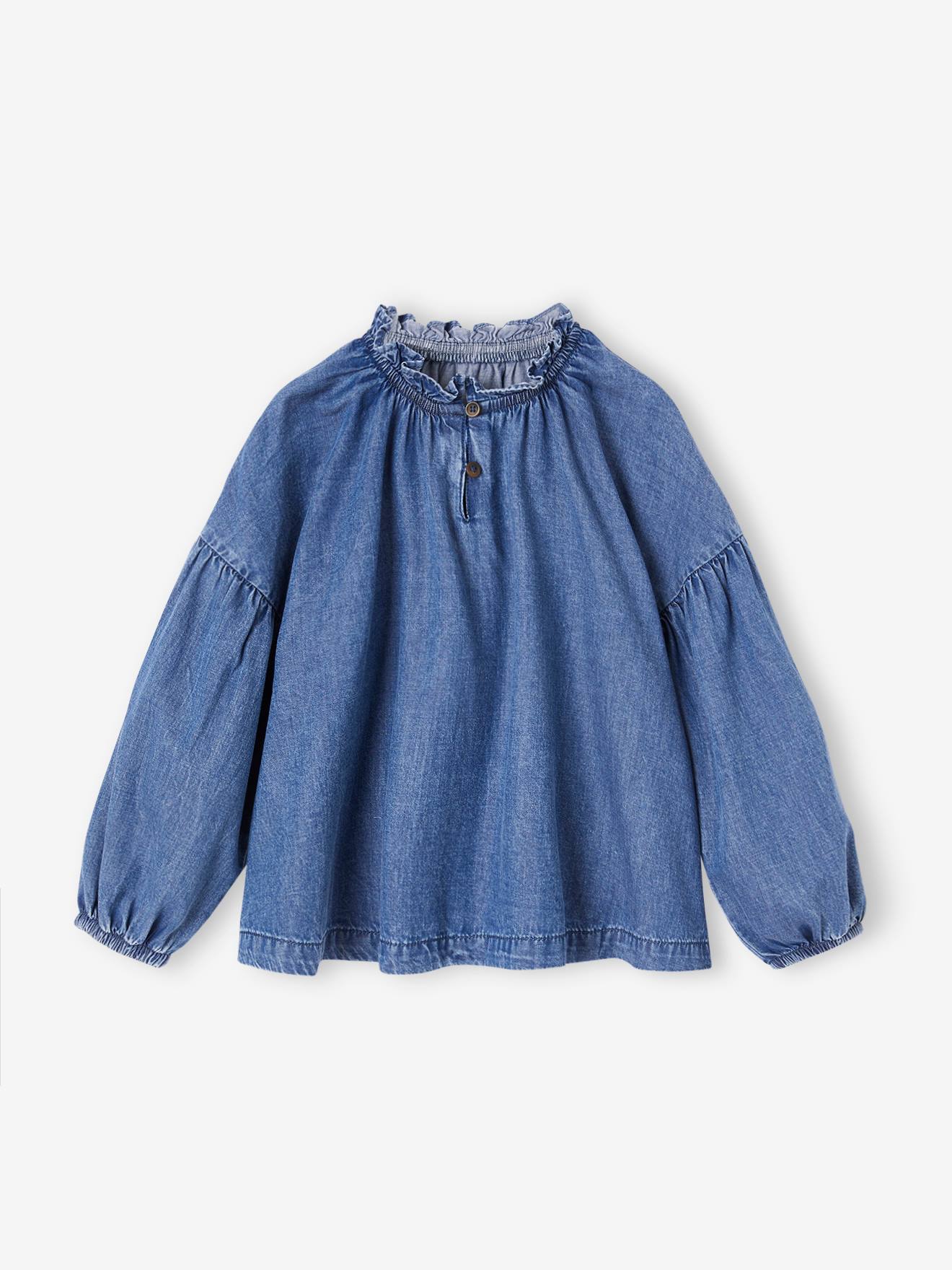 Blouse en denim léger fille bleu moyen