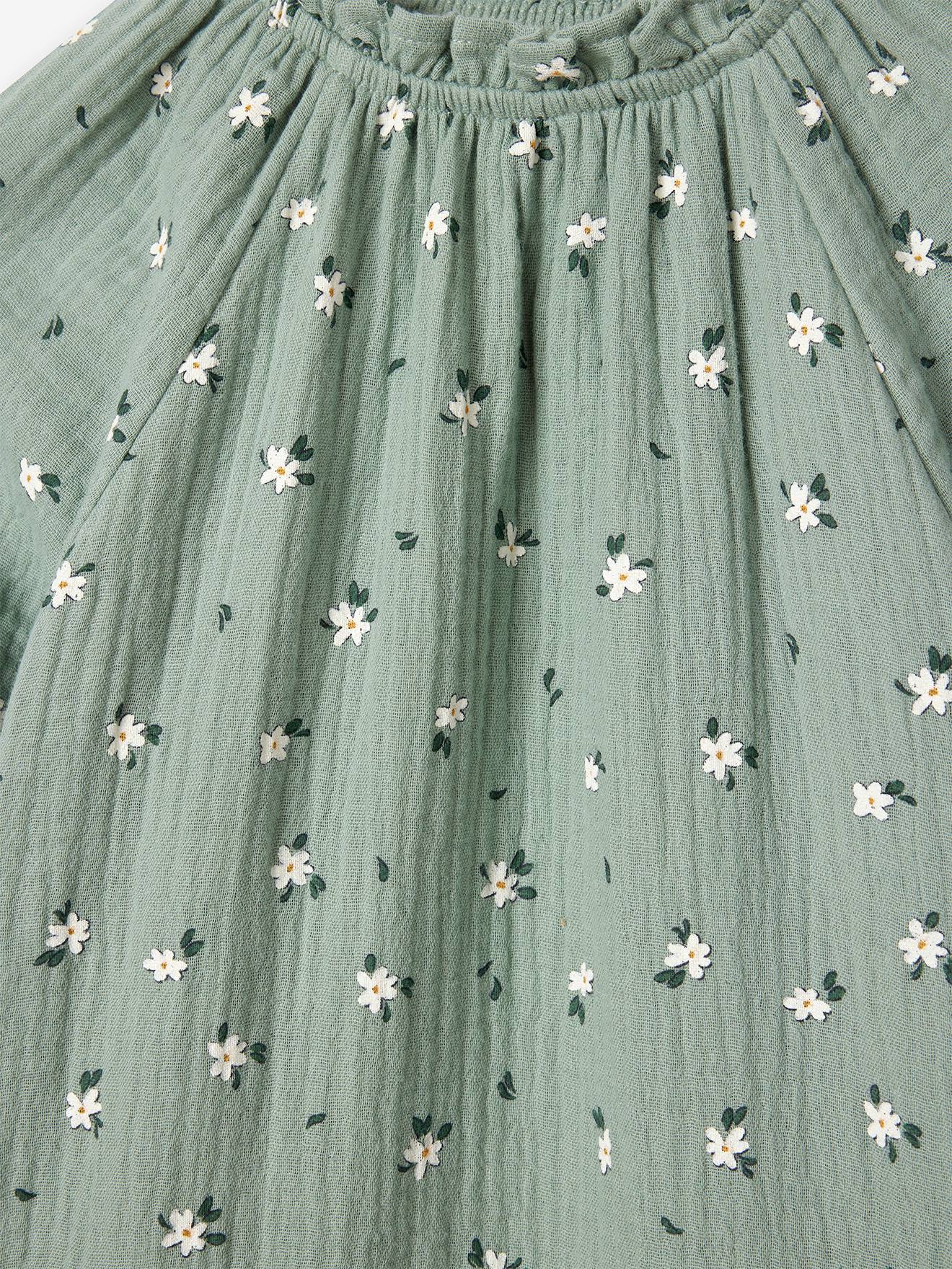 Robe Enfant Fille En Coton Brodée - Manches Longues Rayées - Taille 1 à 8 Ans