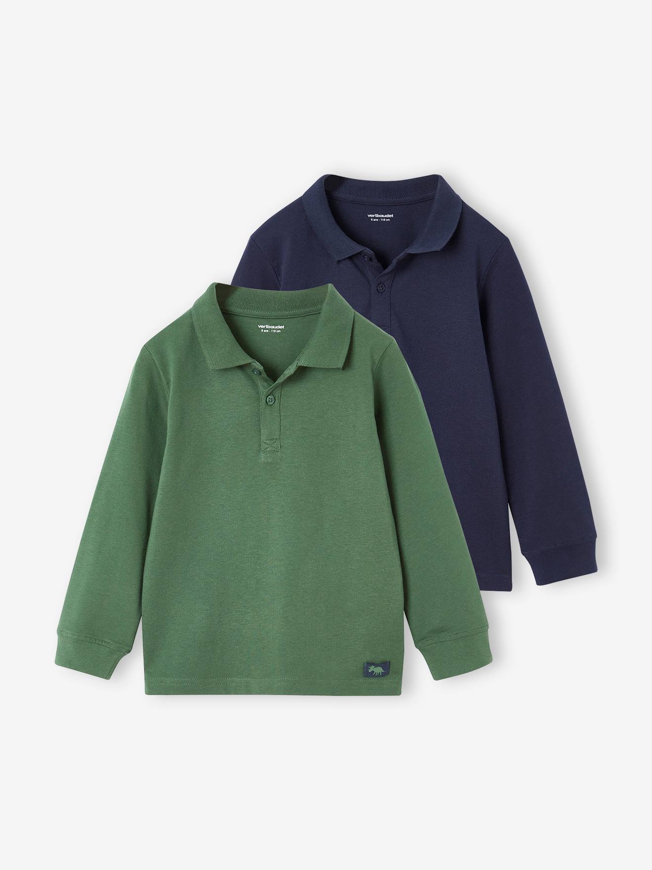 Lot de 2 polos garçon manches longues vert