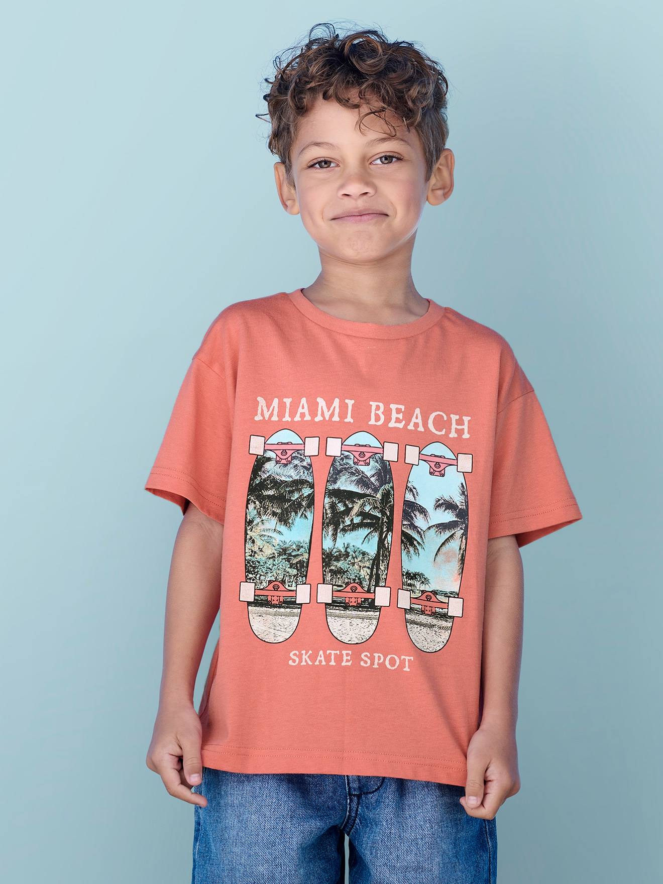 Tee-shirt photoprint garçon corail