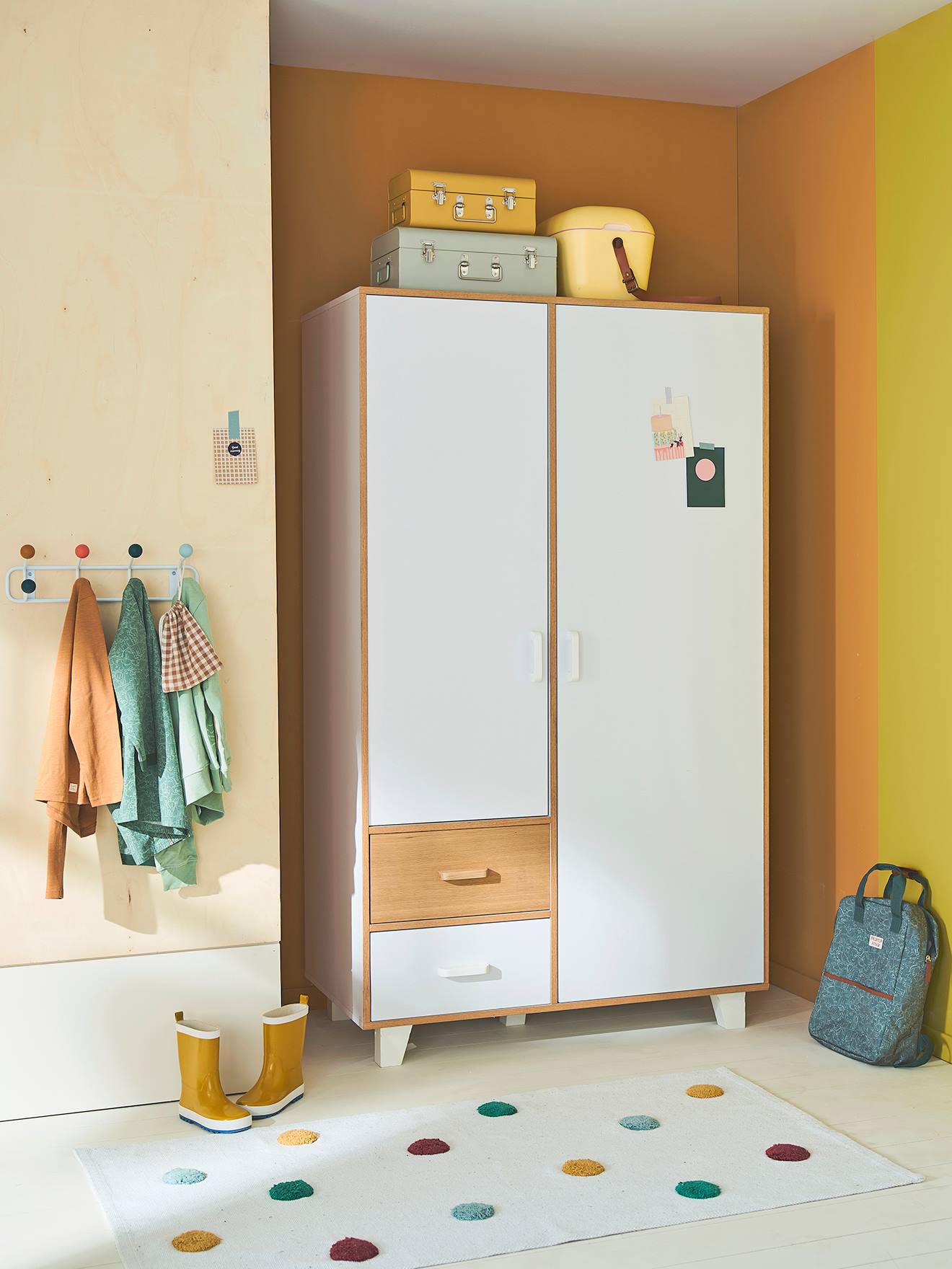 Armoire 2 portes + 2 tiroirs LIGNE HOPLA blanc
