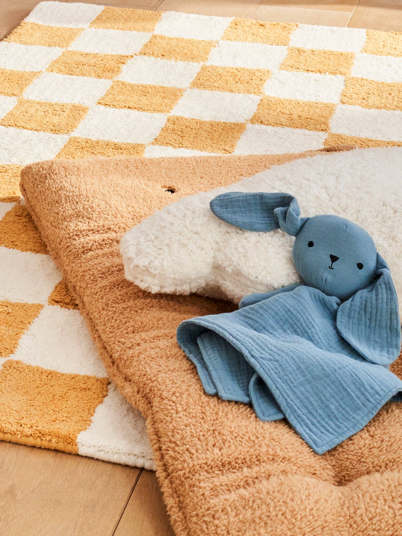 Doudou en gaze de coton personnalisable et sa valisette bleu