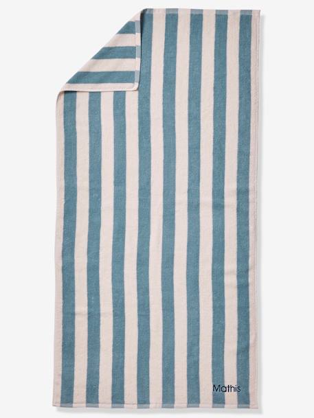 Serviette de bain rayée TRANSAT personnalisable, avec coton recyclé rayé bleu+rayé jaune+rayé rose 1 - vertbaudet enfant 