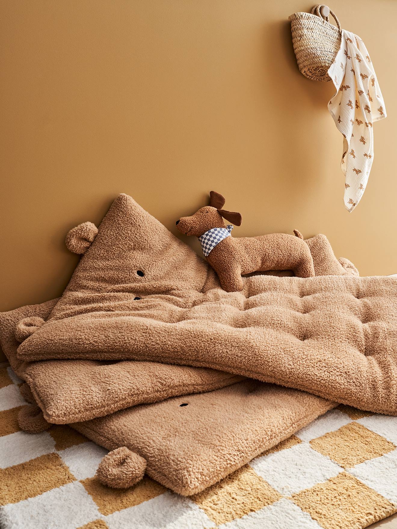 Matelas de sol ourson en sherpa marron (Vertbaudet) - Image 1