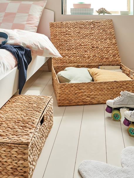 Vertbaudet - Panier de rangement XL pour dessous de lit en jacinthe d'eau beige doré
