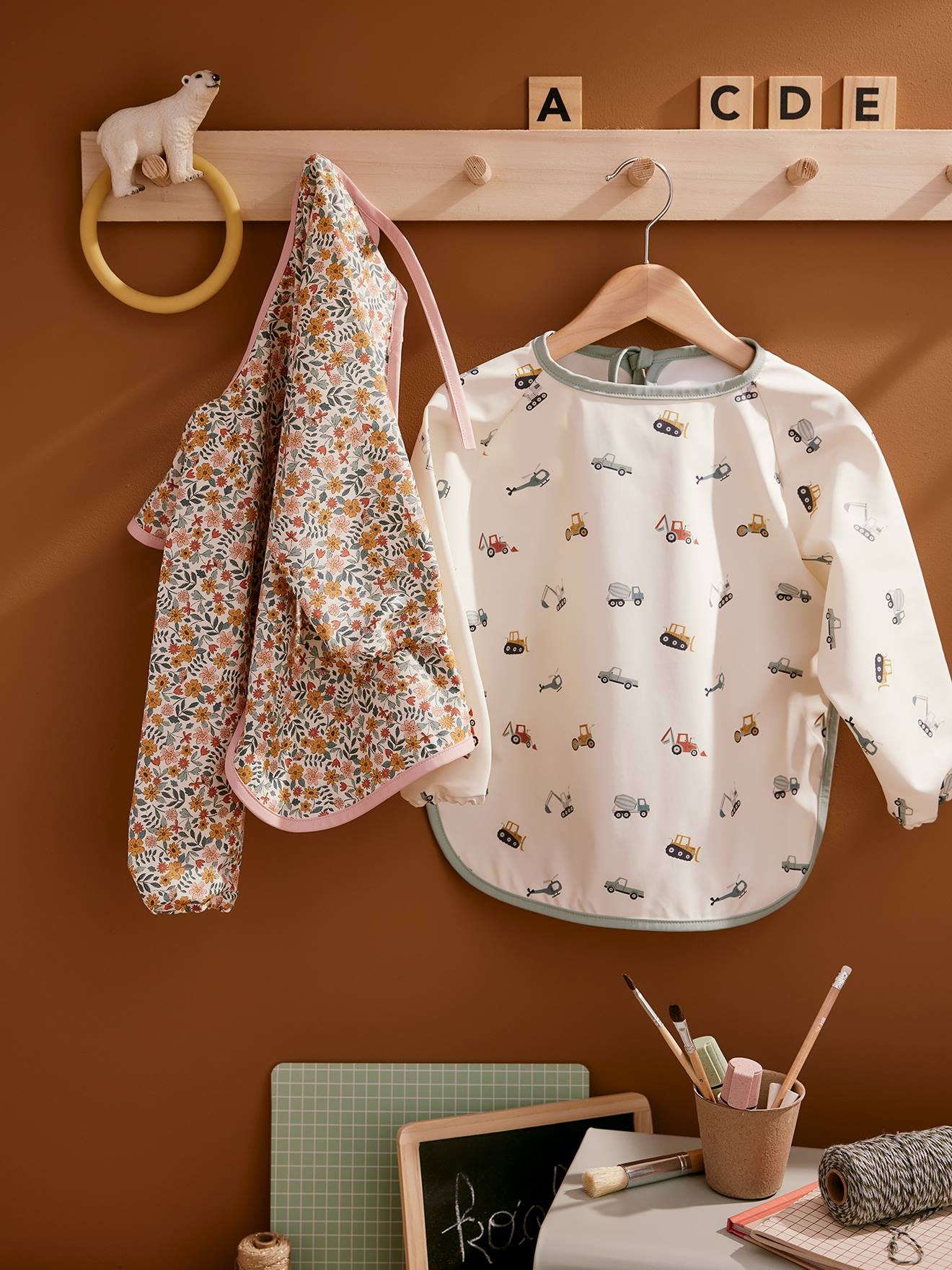 Bavoir tablier maternelle 3-5 ans imprimé engins