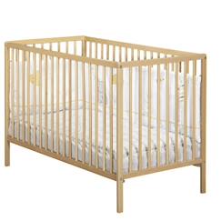 -Lit bébé - 120 x 60 cm - Babyprice First - Tout barreaux - En bois naturel