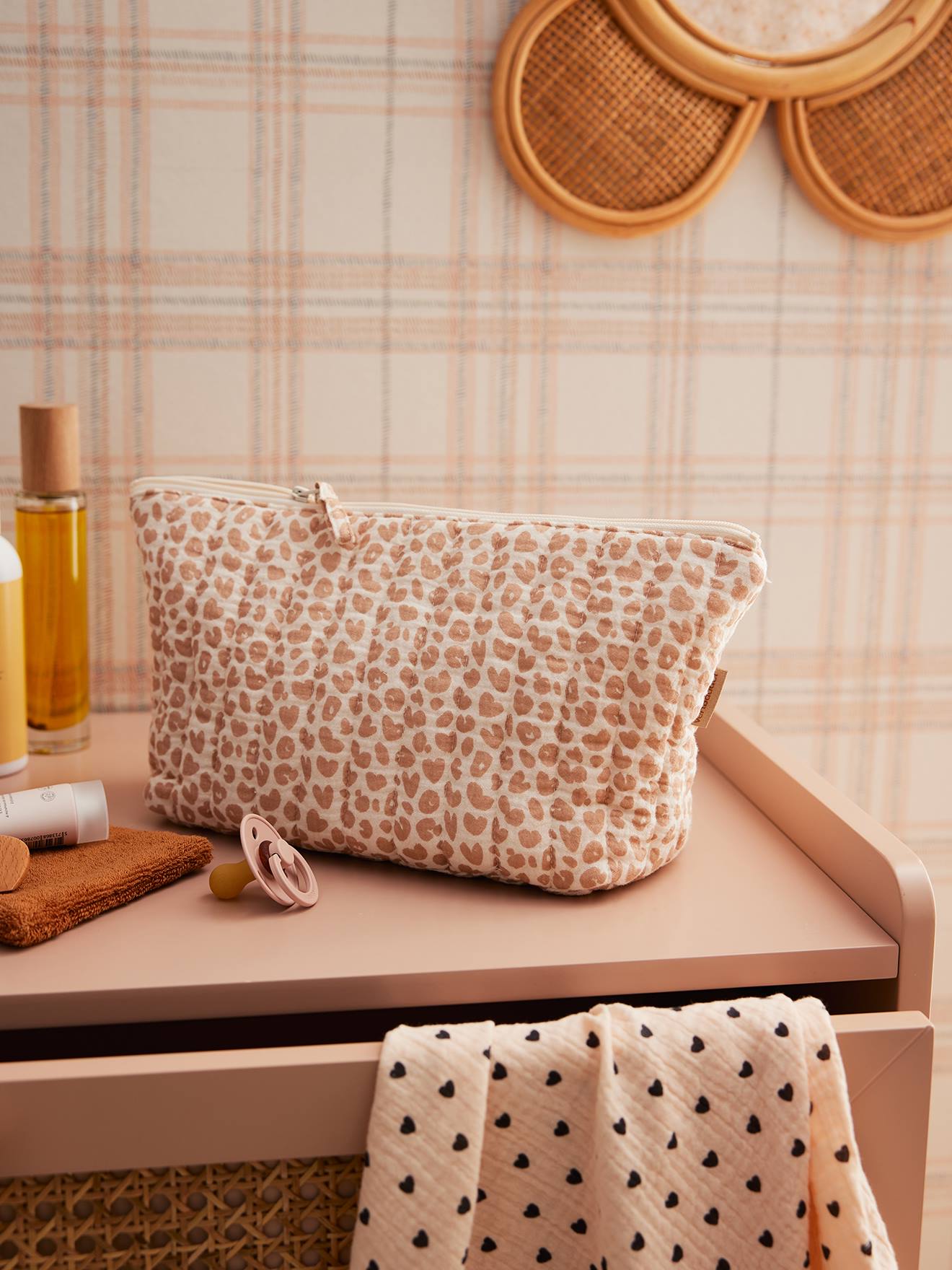 Trousse de toilette enfant en gaze de coton lovely leo