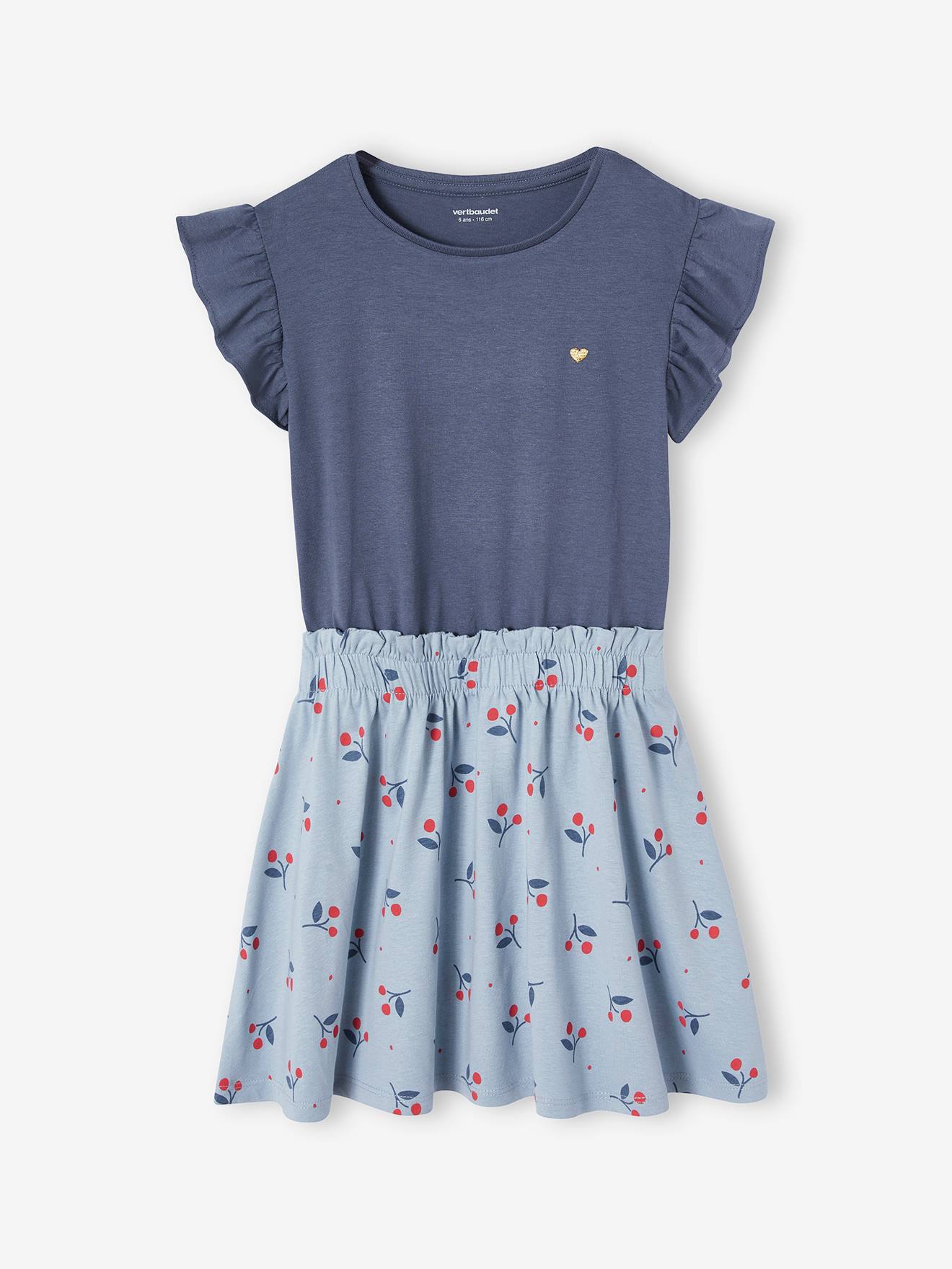Robe effet 2 en 1 fille bleu ciel