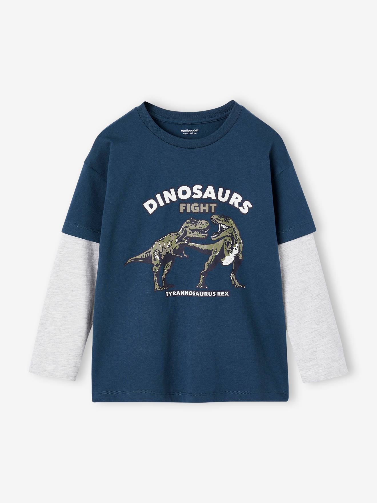 Tee-shirt effet doubles manches garçon bleu nuit