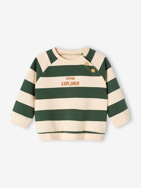 Sweat bébé en molleton rayé bleu+rayé vert+tomette+vert sapin 13 - vertbaudet enfant 