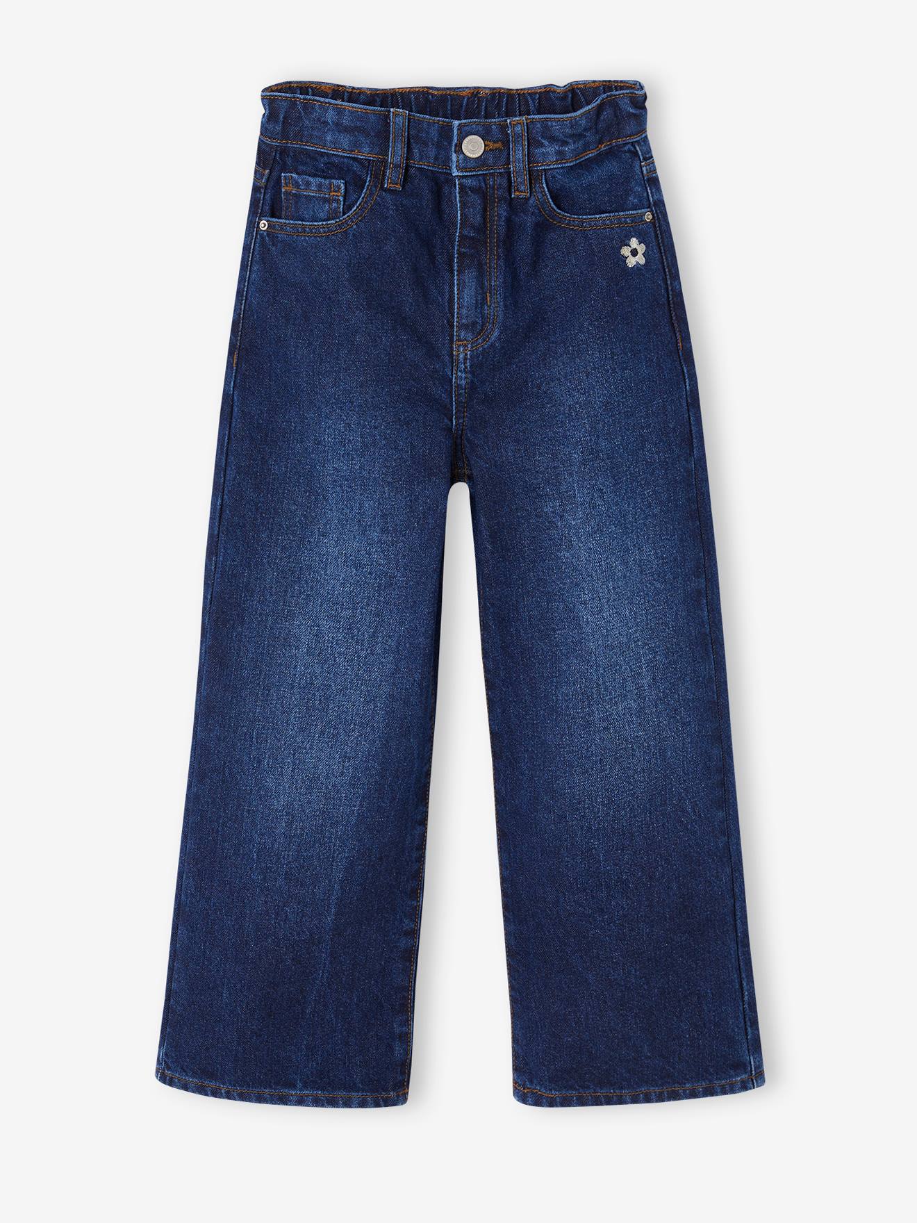 Jean large Fille denim brut