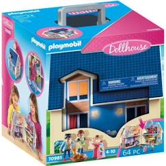 PLAYMOBIL Maison Transportable Bleue, 3 personnages, Accessoires inclus, 70985, Dollhouse, La maison traditionnelle  - vertbaudet enfant