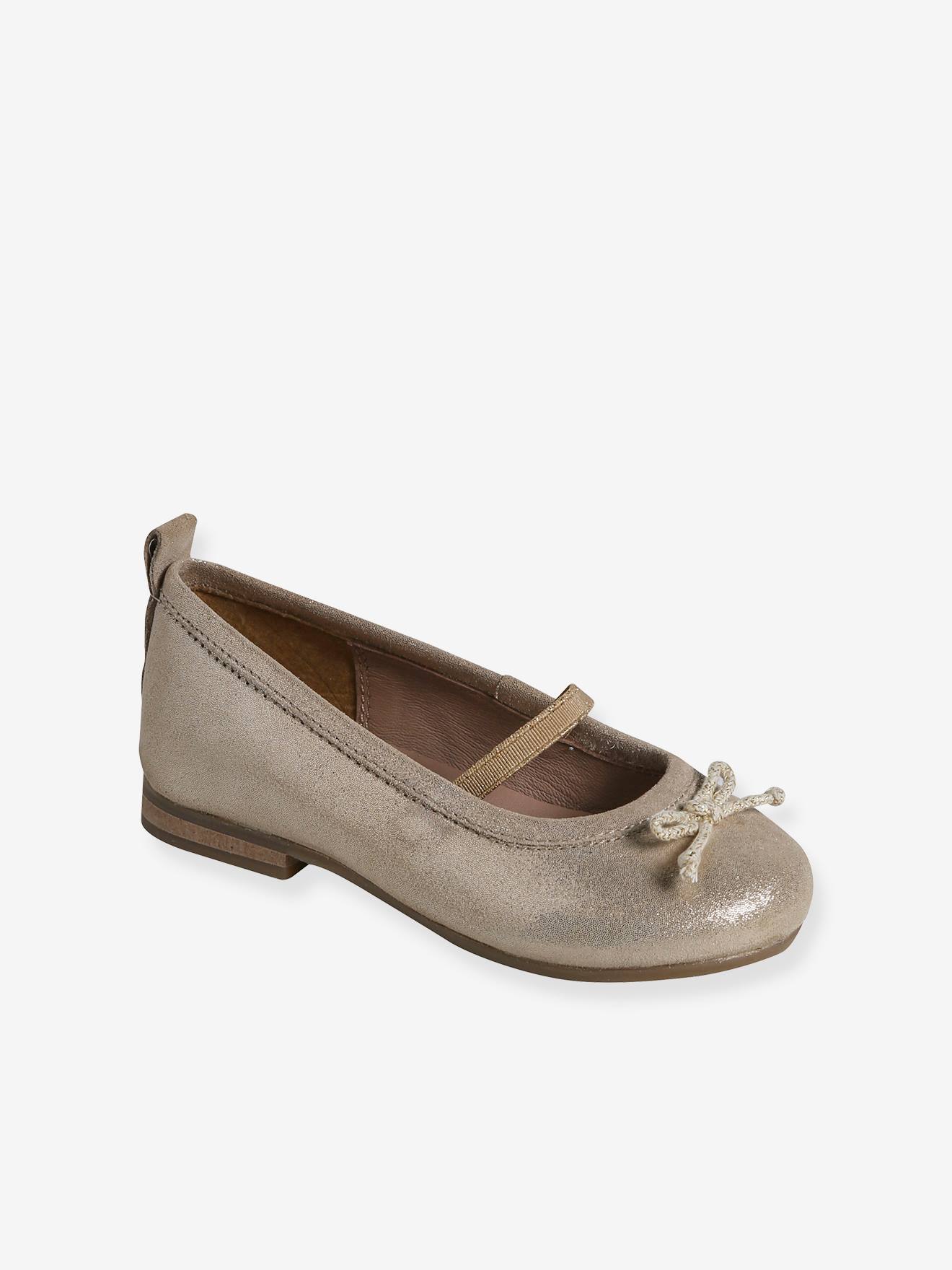 Ballerines cuir fille or