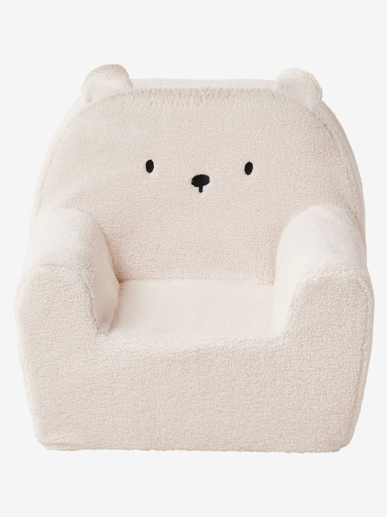 Fauteuil en mousse et sherpa Ourson écru (Vertbaudet) - Image 1